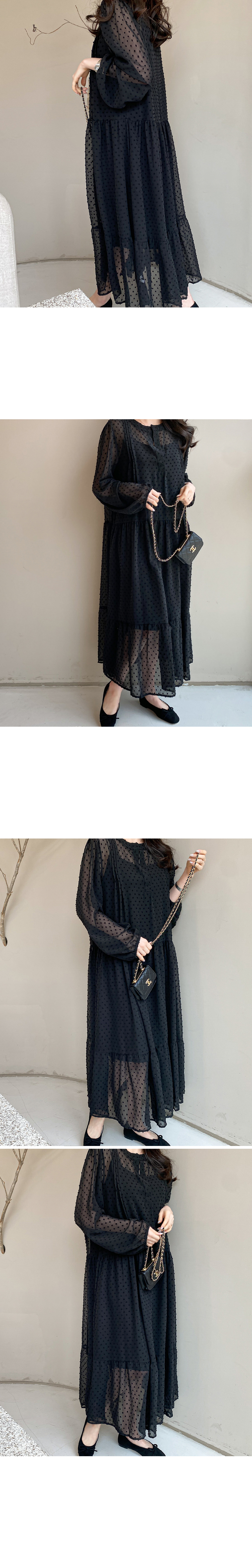 louiosy ルオシー　シアードットワンピース　ブラック　3L 新品タグ付き LADY LUCK LUCA ワンピース LC/LLL 袖ドットチュールワンピース