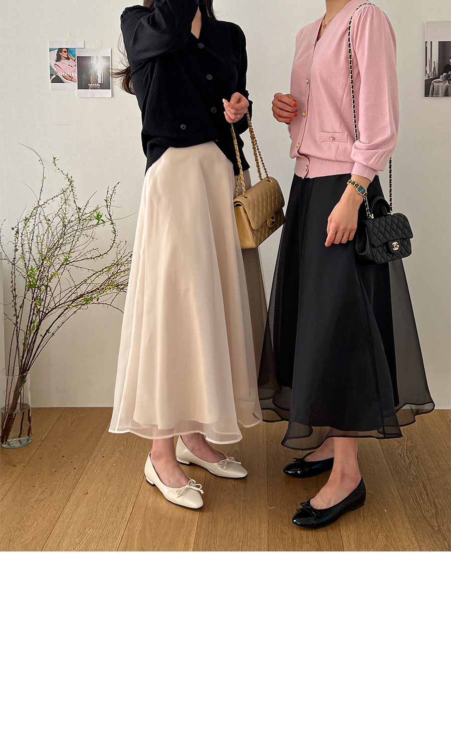 【Massimo Dutti】刺繍入りサテン×チュール レイヤードスカート サテンチュールリバーシブルスカート（マキシ・ロングスカート